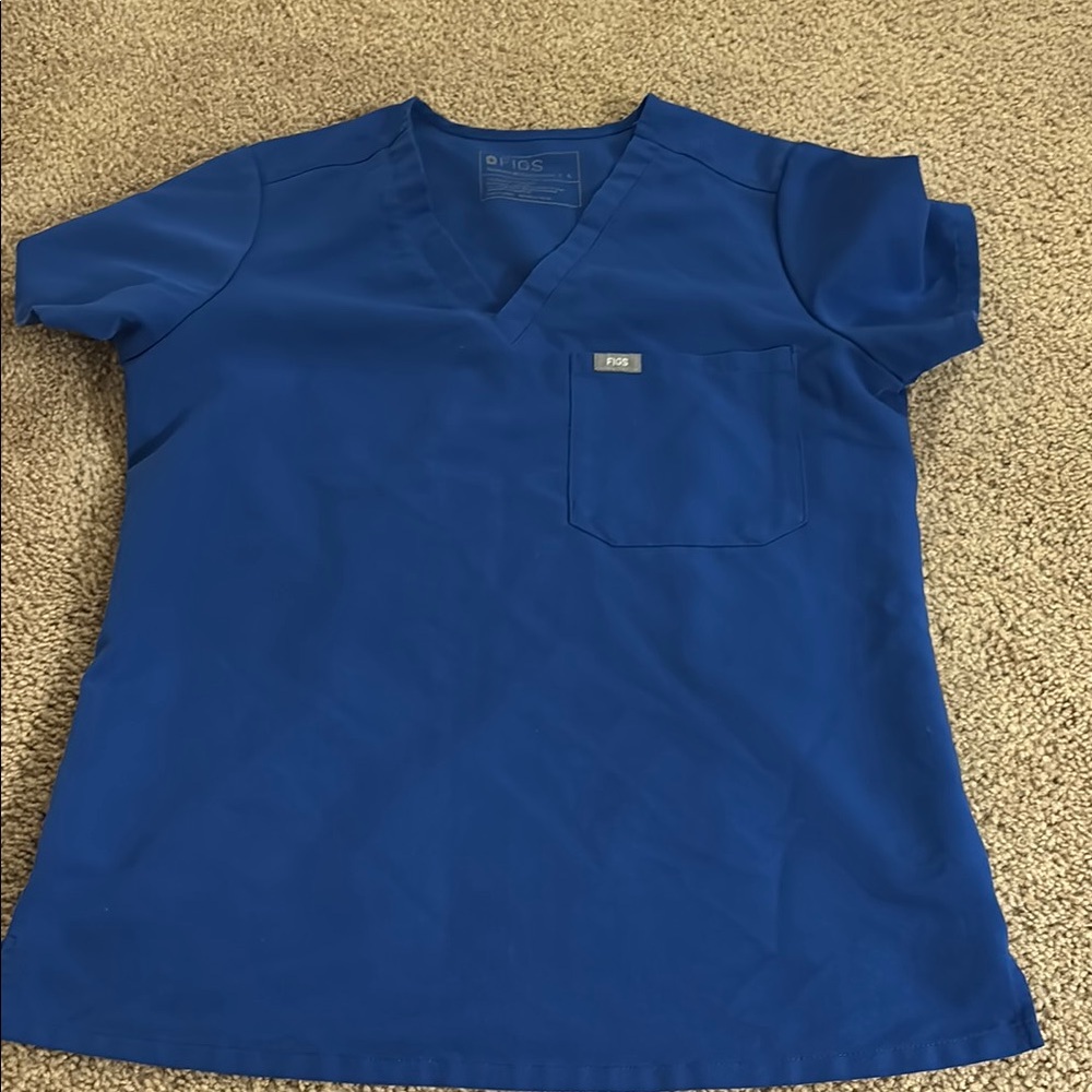 Figs Royal Blue V-Neck Scrub Top